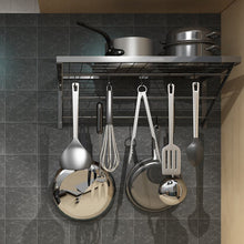 Load image into Gallery viewer, Kitchen Iron Hanging Pot Pan Saucepan Rack Wall Shelf Storage Holder 10 Hooks