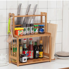 Load image into Gallery viewer, 3-Tier Standing Spice Rack Kitchen Bathroom Countertop Storage Organizer with Knife Holder & Chopping Board Rack