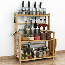 Load image into Gallery viewer, 3-Tier Standing Spice Rack Kitchen Bathroom Countertop Storage Organizer with Knife Holder & Chopping Board Rack