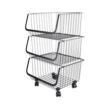 Load image into Gallery viewer, Iron Wire 3 & 4 Tier Fruit Vegetable Basket Storage Unit Stackable Trolley Rack