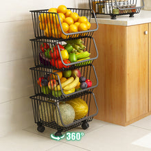 Load image into Gallery viewer, Iron Wire 3 & 4 Tier Fruit Vegetable Basket Storage Unit Stackable Trolley Rack
