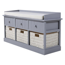 Load image into Gallery viewer, Hallway Bench Shoe Rack Storage Cabinet Baskets Drawers Organiser Cushion Seat