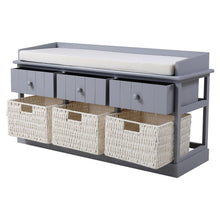 Load image into Gallery viewer, Hallway Bench Shoe Rack Storage Cabinet Baskets Drawers Organiser Cushion Seat