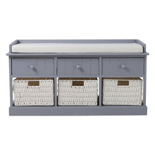 Load image into Gallery viewer, Hallway Bench Shoe Rack Storage Cabinet Baskets Drawers Organiser Cushion Seat
