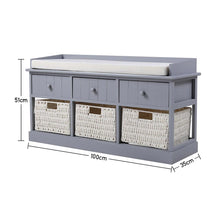 Load image into Gallery viewer, Hallway Bench Shoe Rack Storage Cabinet Baskets Drawers Organiser Cushion Seat