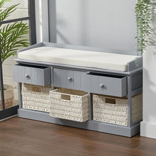 Load image into Gallery viewer, Hallway Bench Shoe Rack Storage Cabinet Baskets Drawers Organiser Cushion Seat