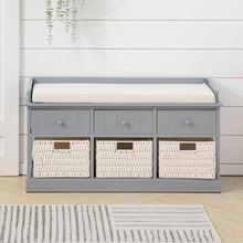 Load image into Gallery viewer, Hallway Bench Shoe Rack Storage Cabinet Baskets Drawers Organiser Cushion Seat