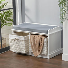 Load image into Gallery viewer, Hallway Bench Shoe Rack Storage Cabinet Baskets Organiser Cushion Seat