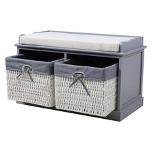 Load image into Gallery viewer, Hallway Bench Shoe Rack Storage Cabinet Baskets Organiser Cushion Seat