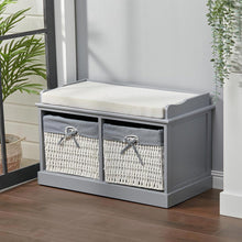 Load image into Gallery viewer, Hallway Bench Shoe Rack Storage Cabinet Baskets Organiser Cushion Seat