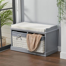 Load image into Gallery viewer, Hallway Bench Shoe Rack Storage Cabinet Baskets Organiser Cushion Seat