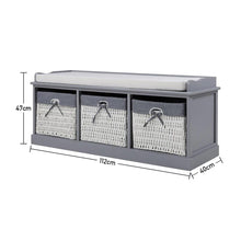 Load image into Gallery viewer, Hallway Bench 3 Baskets Storage Bench With Padded Seat