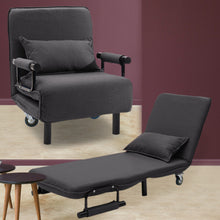 Load image into Gallery viewer, 2-in-1 Sofa Bed Folding Futon Chair with Pillow Wheels Single Sleep Guest Beds