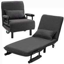 Load image into Gallery viewer, 2-in-1 Sofa Bed Folding Futon Chair with Pillow Wheels Single Sleep Guest Beds