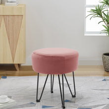 Load image into Gallery viewer, Round Velvet Ottoman Dressing Foot Stool