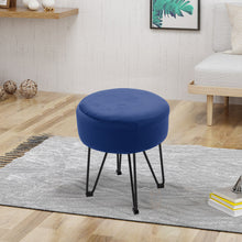 Load image into Gallery viewer, Round Velvet Ottoman Dressing Foot Stool
