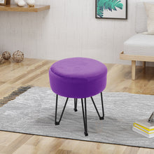 Load image into Gallery viewer, Round Velvet Ottoman Dressing Foot Stool