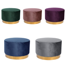 Load image into Gallery viewer, Round Footstool Velvet Dressing Table With Gold-Plated Bottom -4 colors