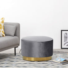 Load image into Gallery viewer, Round Footstool Velvet Dressing Table With Gold-Plated Bottom -4 colors