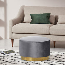 Load image into Gallery viewer, Round Footstool Velvet Dressing Table With Gold-Plated Bottom -4 colors