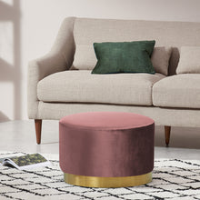 Load image into Gallery viewer, Round Footstool Velvet Dressing Table With Gold-Plated Bottom -4 colors
