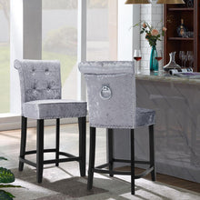 Load image into Gallery viewer, Crushed Velvet Tufted Bar Stool
