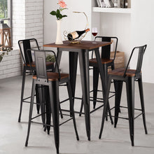 Load image into Gallery viewer, Square Tall Industrial Metal Table Stool Dining Kit for Kitchen Bistro Cafe Bar