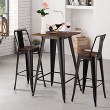 Load image into Gallery viewer, Square Tall Industrial Metal Table Stool Dining Kit for Kitchen Bistro Cafe Bar