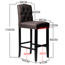 Load image into Gallery viewer, Linen Fabric Upholstered Bar Stools Kitchen High Seat