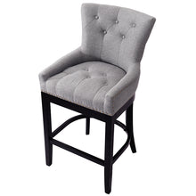 Load image into Gallery viewer, Grey Linen Fabric Upholstered Bar Stools Kitchen Wingback Counter Chairs