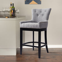 Load image into Gallery viewer, Grey Linen Fabric Upholstered Bar Stools Kitchen Wingback Counter Chairs