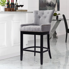 Load image into Gallery viewer, Grey Linen Fabric Upholstered Bar Stools Kitchen Wingback Counter Chairs