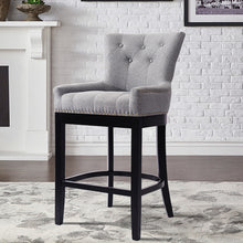 Load image into Gallery viewer, Grey Linen Fabric Upholstered Bar Stools Kitchen Wingback Counter Chairs