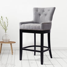 Load image into Gallery viewer, Grey Linen Fabric Upholstered Bar Stools Kitchen Wingback Counter Chairs