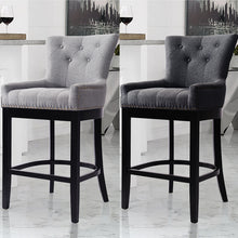 Load image into Gallery viewer, Grey Linen Fabric Upholstered Bar Stools Kitchen Wingback Counter Chairs