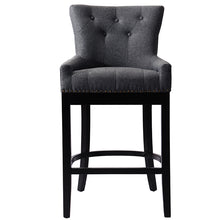 Load image into Gallery viewer, Grey Linen Fabric Upholstered Bar Stools Kitchen Wingback Counter Chairs