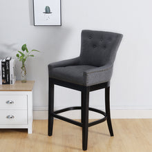 Load image into Gallery viewer, Grey Linen Fabric Upholstered Bar Stools Kitchen Wingback Counter Chairs