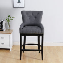 Load image into Gallery viewer, Grey Linen Fabric Upholstered Bar Stools Kitchen Wingback Counter Chairs