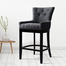 Load image into Gallery viewer, Grey Linen Fabric Upholstered Bar Stools Kitchen Wingback Counter Chairs