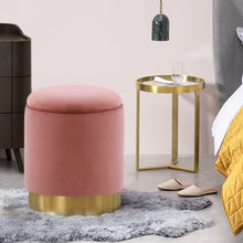 Load image into Gallery viewer, Storage Vanity Stool Round Ottoman Footrest Seat