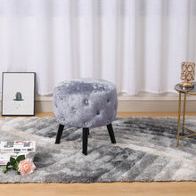Load image into Gallery viewer, Round Velvet Buttoned Footstool