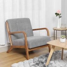 Load image into Gallery viewer, Retro Solid Wooden Frame Upholstered Tufted Armchair Button Accent Chair Sofa