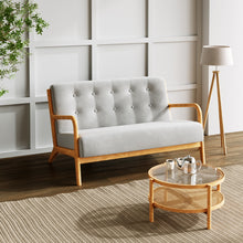 Load image into Gallery viewer, Retro Solid Wooden Frame Upholstered Tufted Armchair Button Accent Chair Sofa
