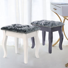 Load image into Gallery viewer, Velvet Dressing Stool with Wooden Legs- Grey and White !