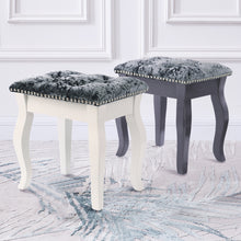 Load image into Gallery viewer, Velvet Dressing Stool with Wooden Legs- Grey and White !