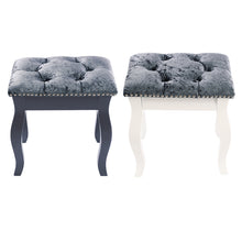 Load image into Gallery viewer, Velvet Dressing Stool with Wooden Legs- Grey and White !