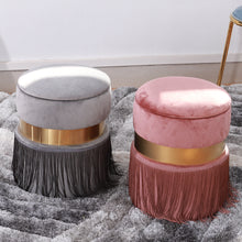 Load image into Gallery viewer, Storage Round Tassels Footstool Upholstered Ottoman