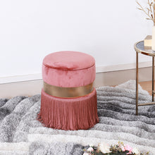 Load image into Gallery viewer, Storage Round Tassels Footstool Upholstered Ottoman