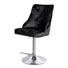 Load image into Gallery viewer, Height Adjustable Swivel Velvet Bar Stool - Grey and Black