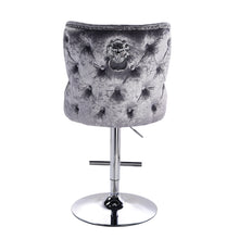 Load image into Gallery viewer, Turfted Velvet Swivel Bar Stool with Lion Head Ring Knocker